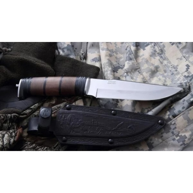 Lovecký nôž Kizlyar Š-5 - drevo + koža