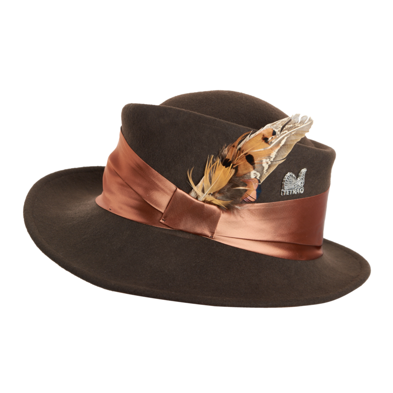 Dámsky slávnostný poľovnícky klobúk TETRAO - s hnedou stuhou hnedý