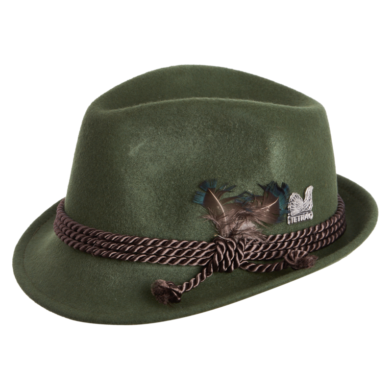 Detský poľovnícky klobúk TETRAO - tri hnedé šnúrky zelený