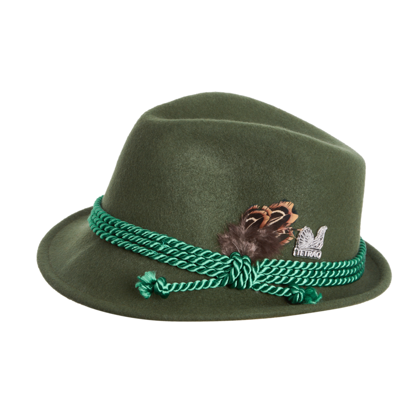 Detský poľovnícky klobúk TETRAO - tri zelené šnúrky zelený