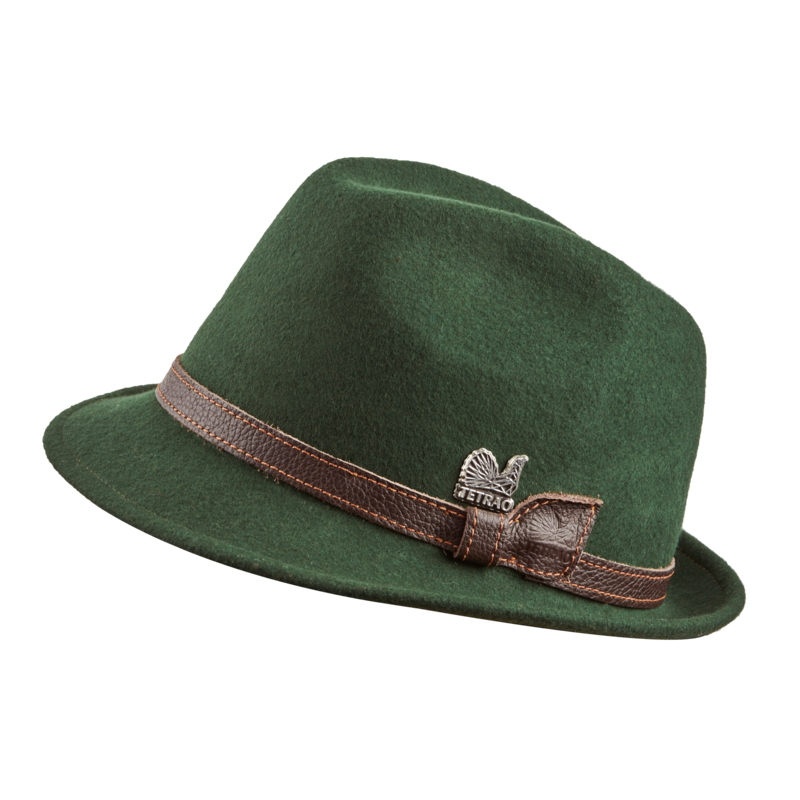 Poľovnícky klobúk TETRAO -  s koženým remienkom zelený