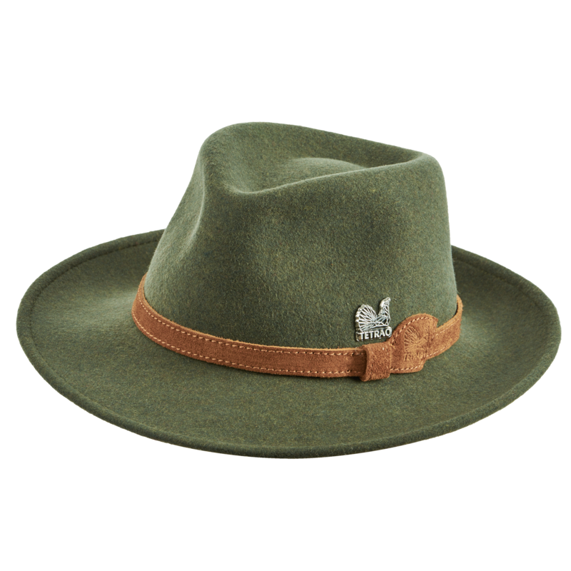 Poľovnícky klobúk TETRAO - s remienkom zo svetlej kože zelený