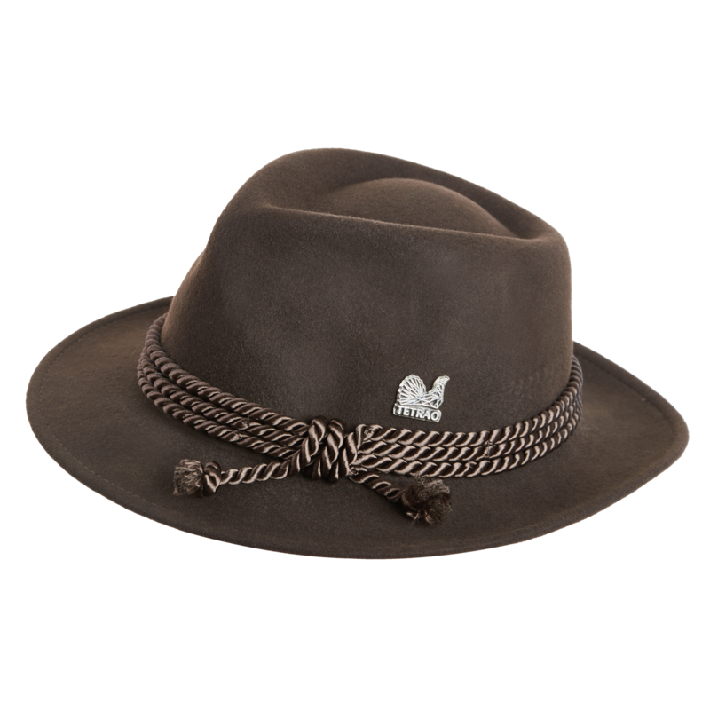 Hnedý klobúk TETRAO tru hnedé šnúrky 58