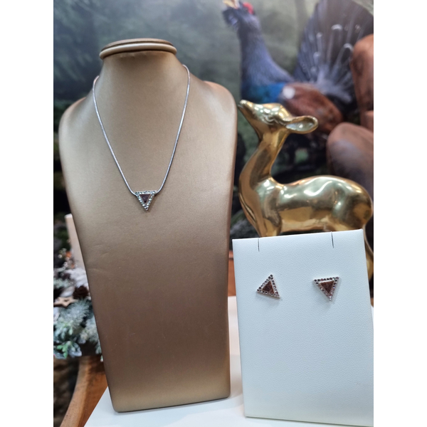 Set poľovníckych šperkov z parožia TETRAO - náhrdelník + náušnice trojuholník  1