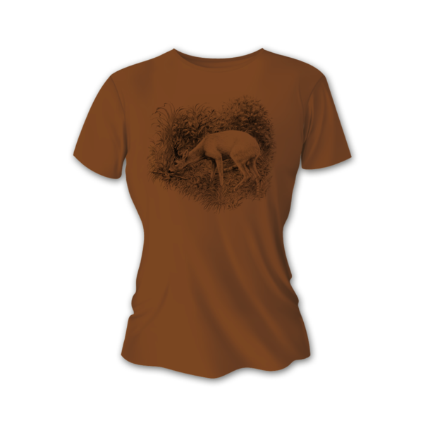 Dámske poľovnícke tričko TETRAO srnec veľký - hnedé