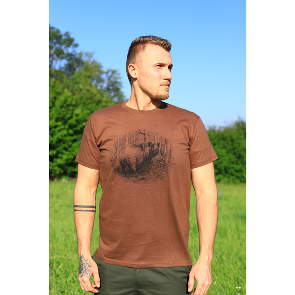 Pánske poľovnícke tričko TETRAO diviak veľký - hnedé 2