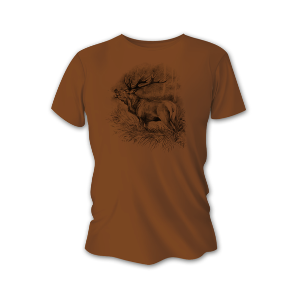 Pánske poľovnícke tričko TETRAO jeleň veľký - hnedé