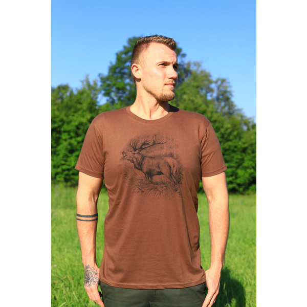 Pánske poľovnícke tričko TETRAO jeleň veľký - hnedé 2