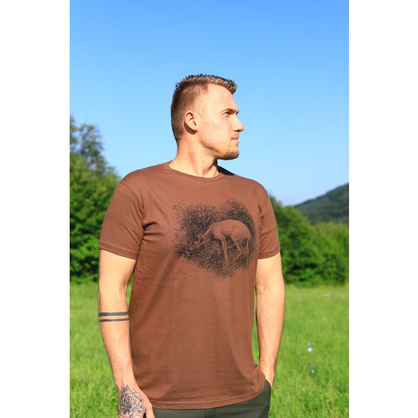 Pánske poľovnícke tričko TETRAO srnec veľký - hnedé 2