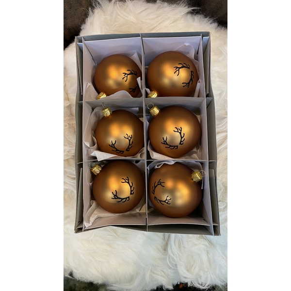 Vianočné gule TETRAO matná hnedá - parohy 6 ks 2