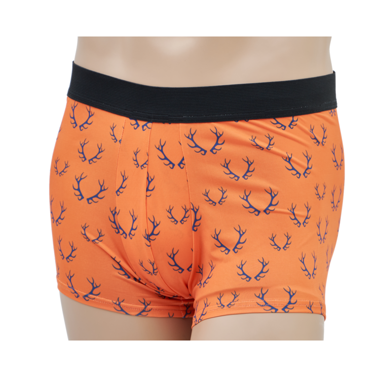 Pánske boxerky TETRAO s poľovníckym motívom - oranžové s parohami