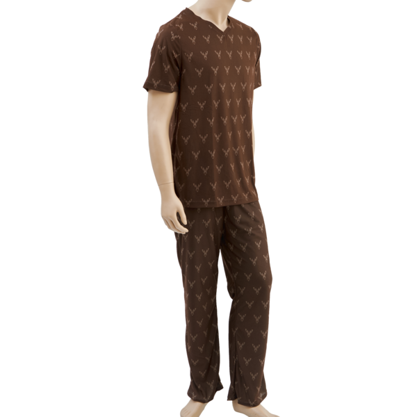 Pánske poľovnícke pyžamo TETRAO s motívom jeleň tmavohnedé 