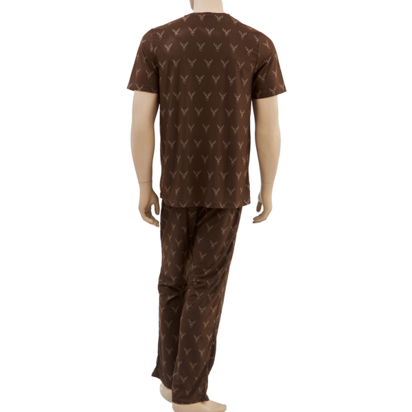 Pánske poľovnícke pyžamo TETRAO s motívom jeleň tmavohnedé  1