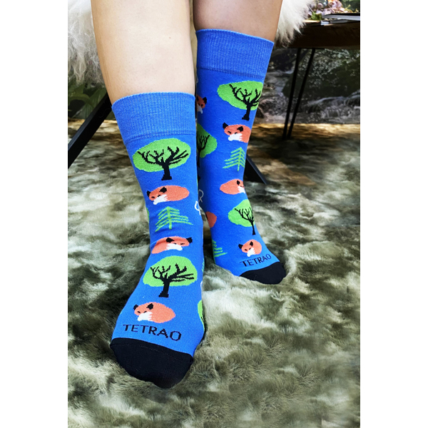 Veselé ponožky TETRAO modrý les 1