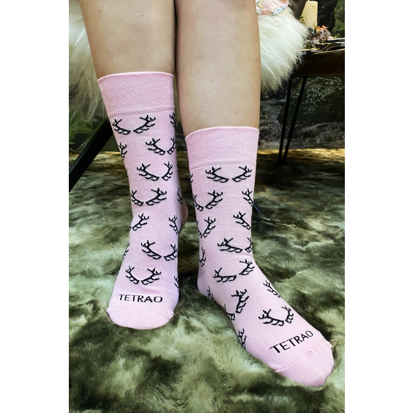 Veselé ponožky TETRAO ružové s parohmi  2