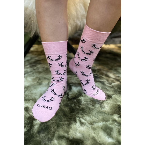 Veselé ponožky TETRAO ružové s parohmi  1