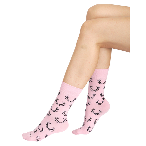Veselé ponožky TETRAO ružové s parohmi 