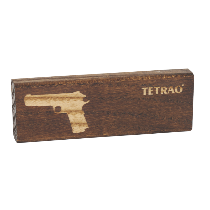 Vôňa do auta TETRAO SECRET WISH, tmavé drevo - motív pištoľ