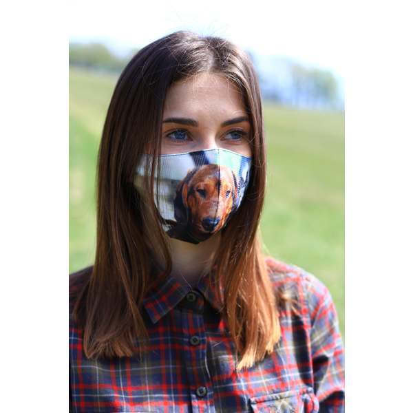 TETRAO bavlnená ochranná maska na tvár - detské s poľovníckym psom 1 ks 1