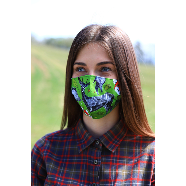 TETRAO bavlnená ochranná maska na tvár - les zelené 1 ks 
