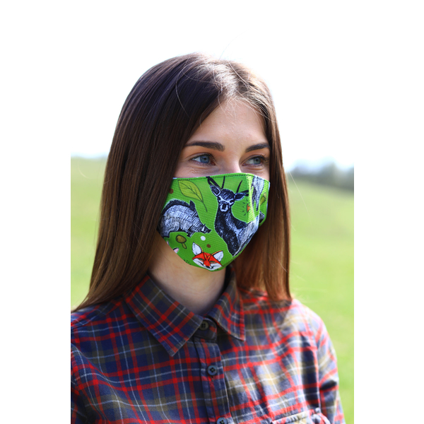 TETRAO bavlnená ochranná maska na tvár - les zelené 1 ks  1
