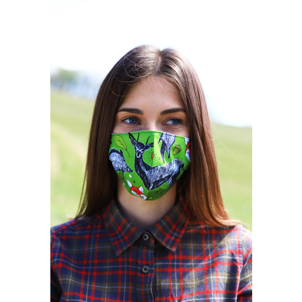 TETRAO bavlnená ochranná maska na tvár - les zelené 1 ks  2
