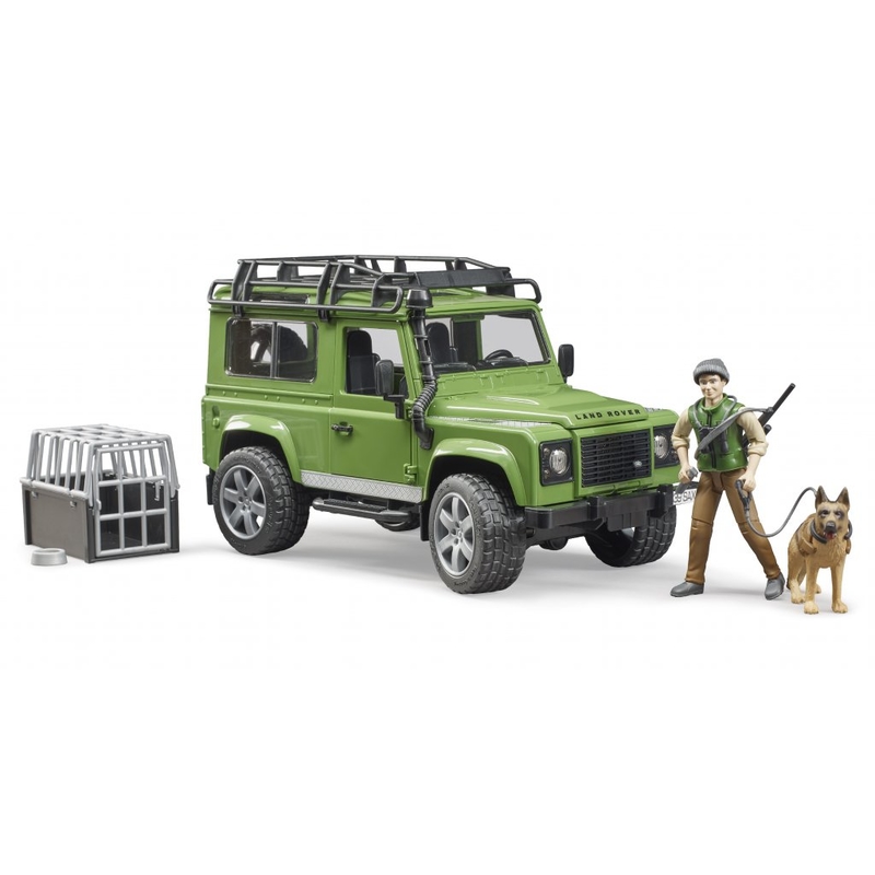 Defender Land Rover Station Wagon s figúrkou poľovníka a psa BRUDER 2