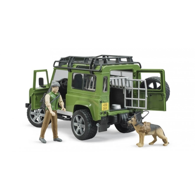 Defender Land Rover Station Wagon s figúrkou poľovníka a psa BRUDER 4