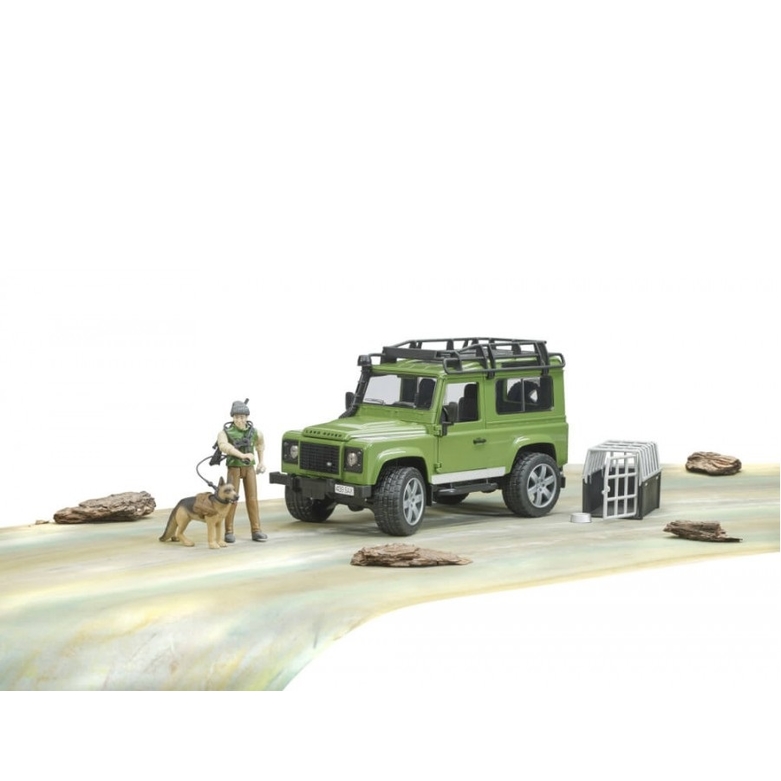 Defender Land Rover Station Wagon s figúrkou poľovníka a psa BRUDER 5