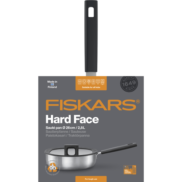 Panvica s pokrievkou FISKARS Hard Face z nerezovej ocele, 26 cm 6