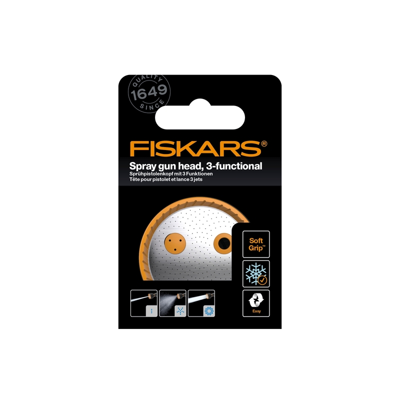 Hlava zavlažovacej sprchy s 3 funkciami FISKARS SoftGrip 3