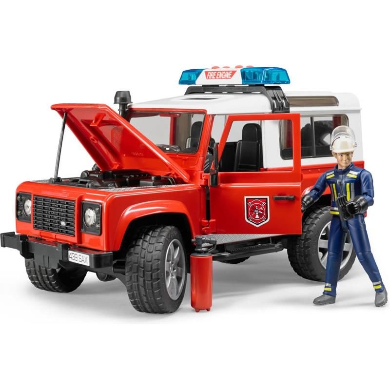 Hasičský Land Rover Defender s figúrkou hasiča BRUDER 1