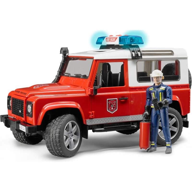 Hasičský Land Rover Defender s figúrkou hasiča BRUDER