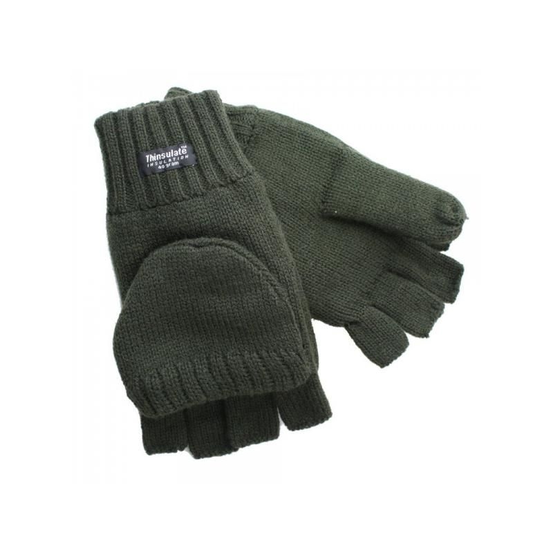 Pletené rukavice bez prstov s chlopňou