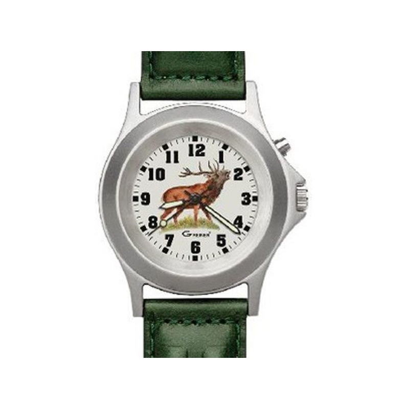 Poľovnícke hodinky kožený remienok/jeleň z boku