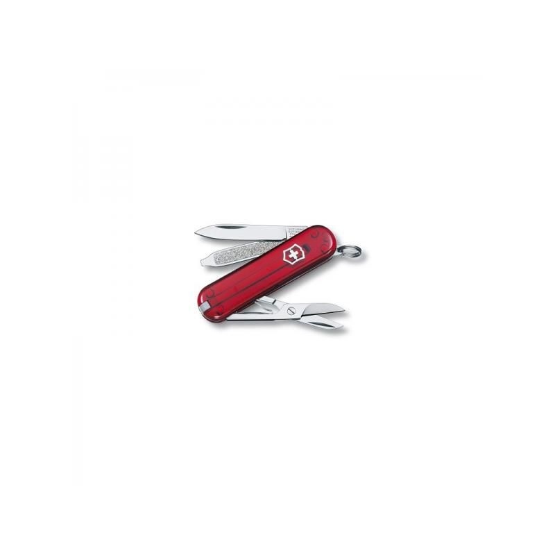 Vreckový nôž Victorinox Classic - 7 funkcií červený priehľadný