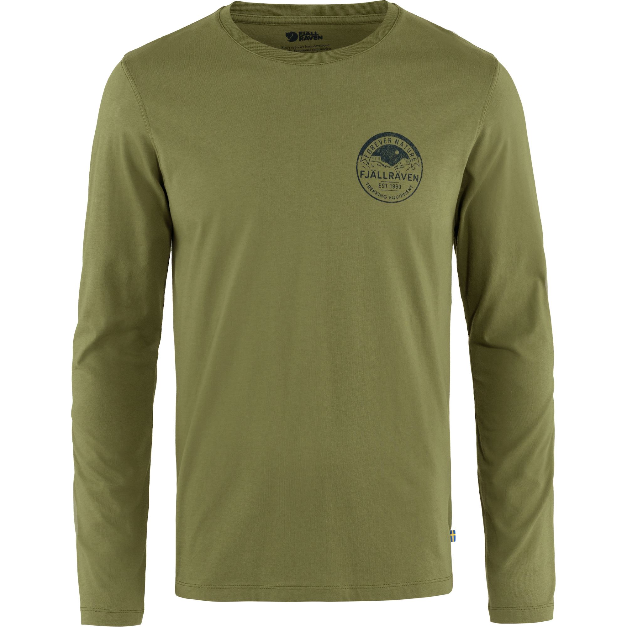 Pánske tričko s dlhým rukávom Fjällräven Forever Nature Badge - Caper Green  2XL