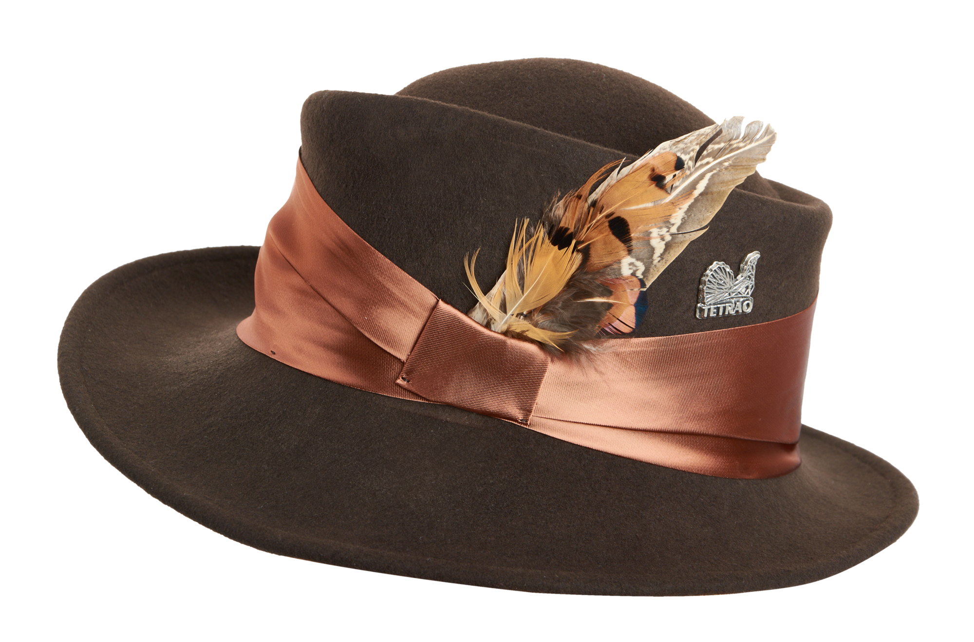 Dámsky slávnostný poľovnícky klobúk TETRAO - s hnedou stuhou hnedý 55  