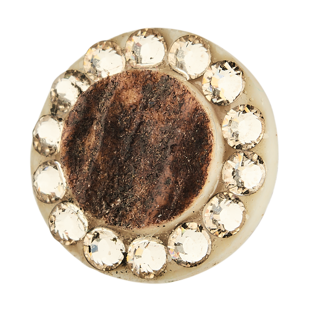 Set poľovníckych šperkov z parožia TETRAO v zlatej farbe - náhrdelník + náušnice krúžok  