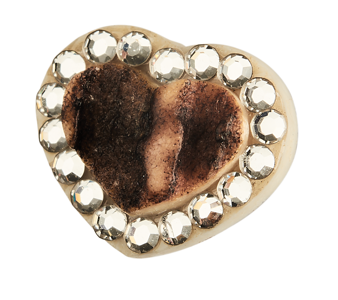 Set poľovníckych šperkov z parožia TETRAO v zlatej farbe - náhrdelník + náušnice srdiečko  