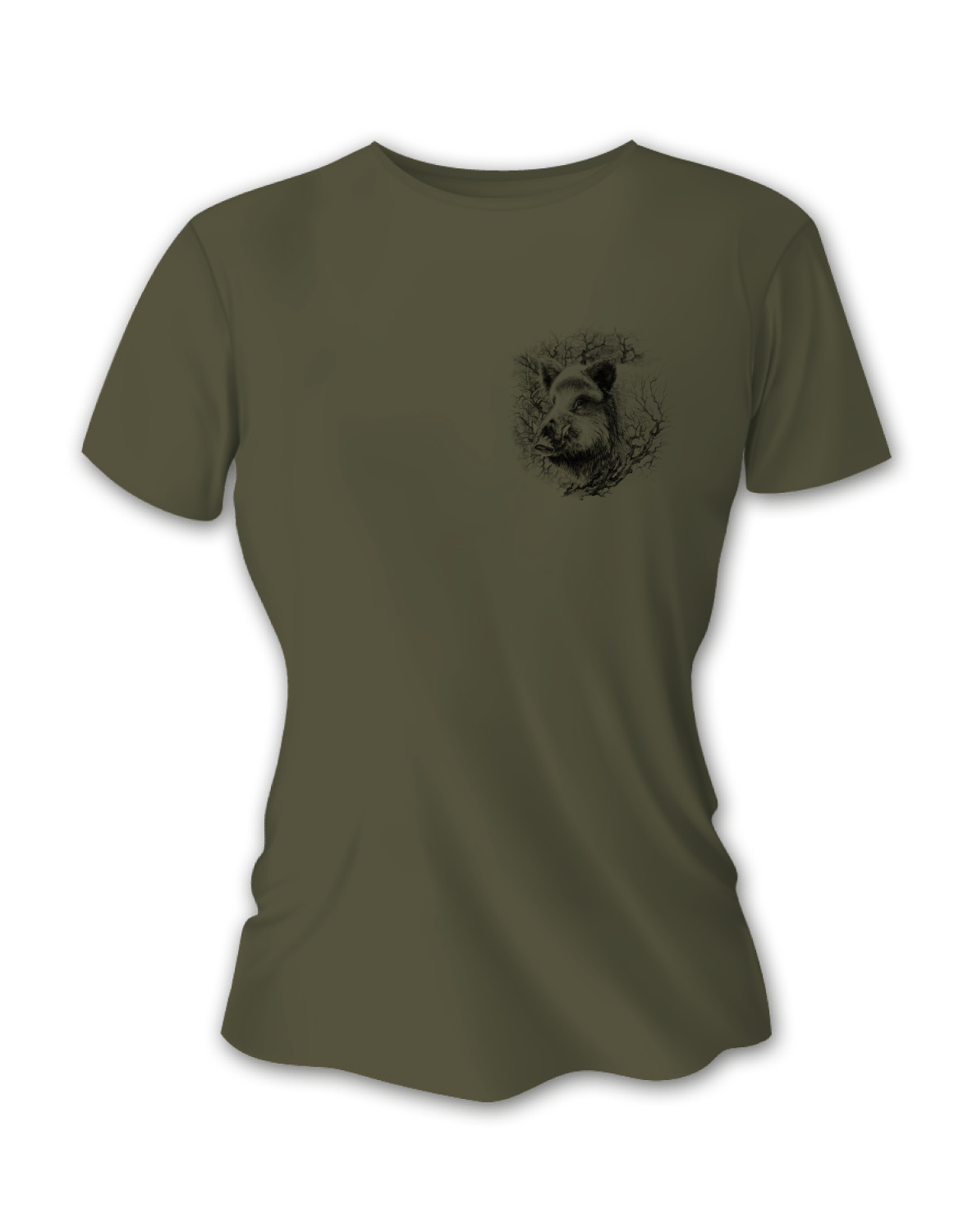 Dámske poľovnícke tričko TETRAO diviak malý - zelené   XS