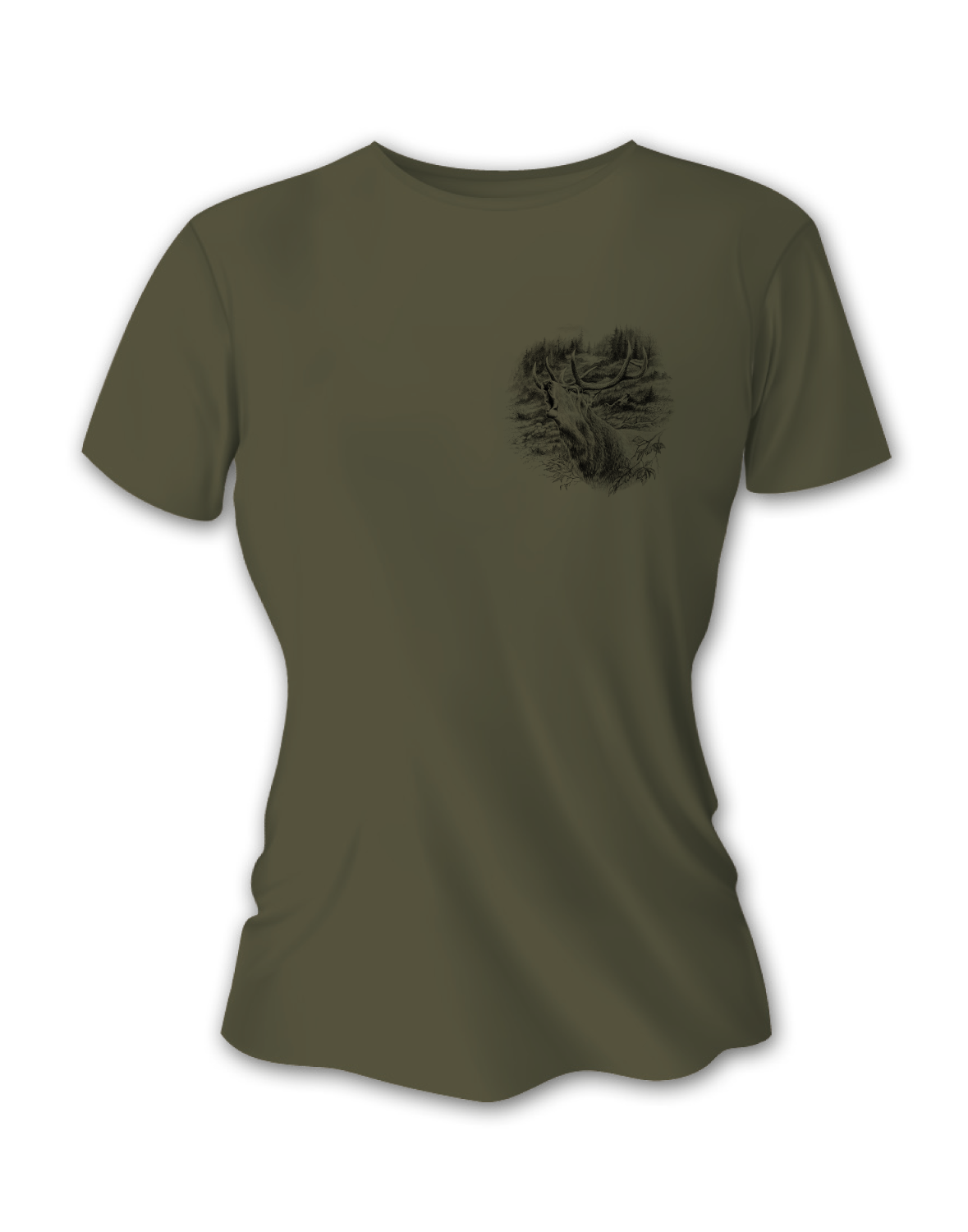 Dámske poľovnícke tričko TETRAO jeleň malý - zelené   XS