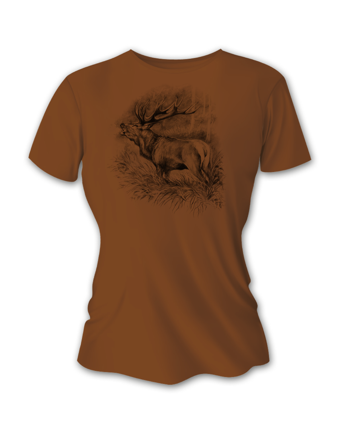 Dámske poľovnícke tričko TETRAO jeleň veľký - hnedé  XS