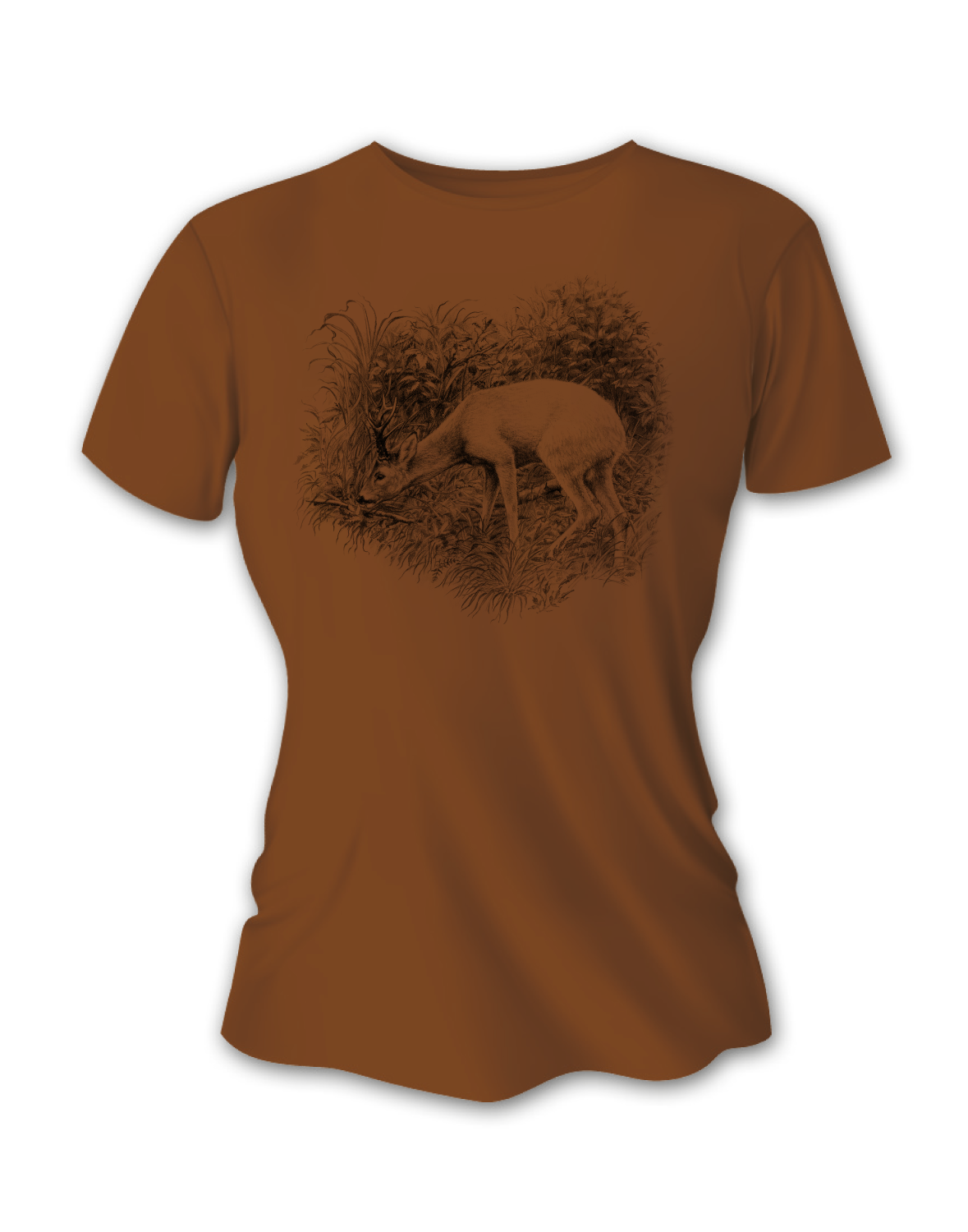 Dámske poľovnícke tričko TETRAO srnec veľký - hnedé  M