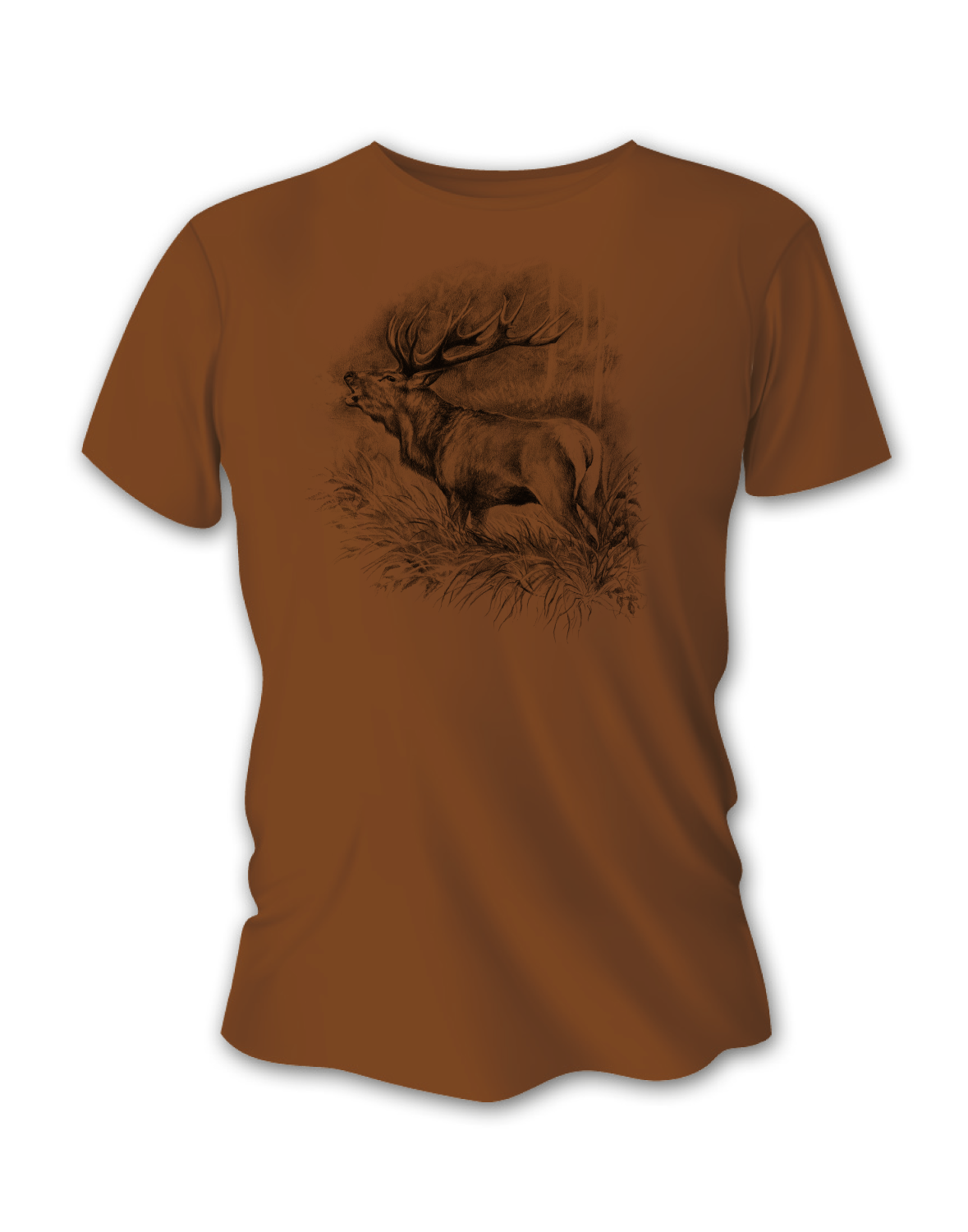 Pánske poľovnícke tričko TETRAO jeleň veľký - hnedé  L