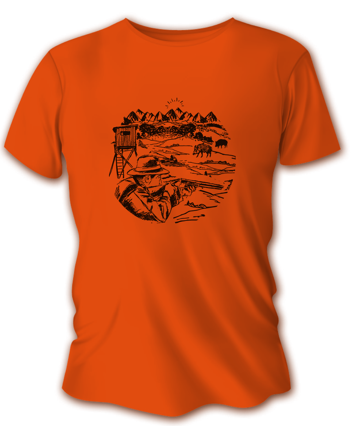 Pánske poľovnícke tričko TETRAO posed - oranžové  XL
