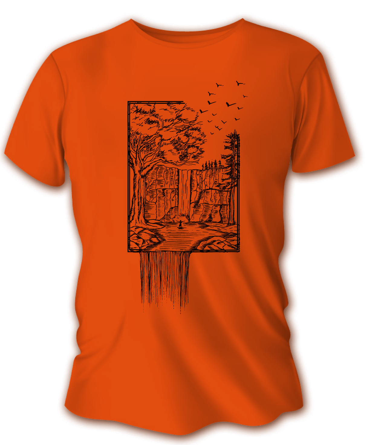 Pánske poľovnícke tričko TETRAO vodopád - oranžové  2XL