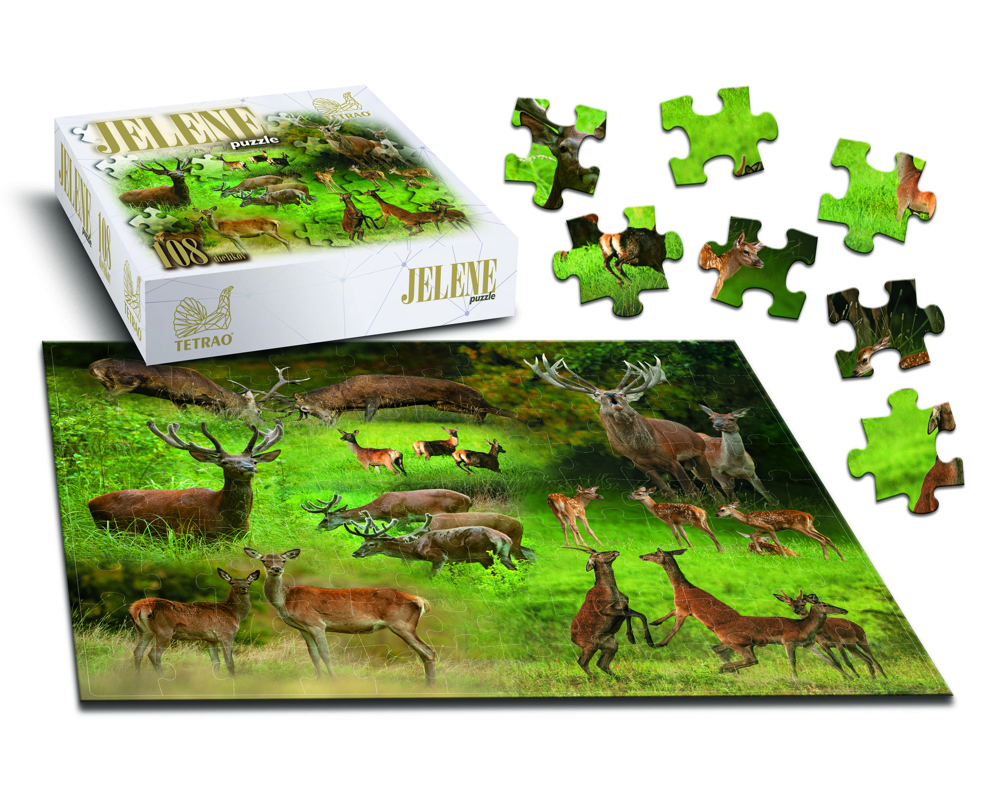 Poľovnícke puzzle TETRAO jelene, 108 dielikov  