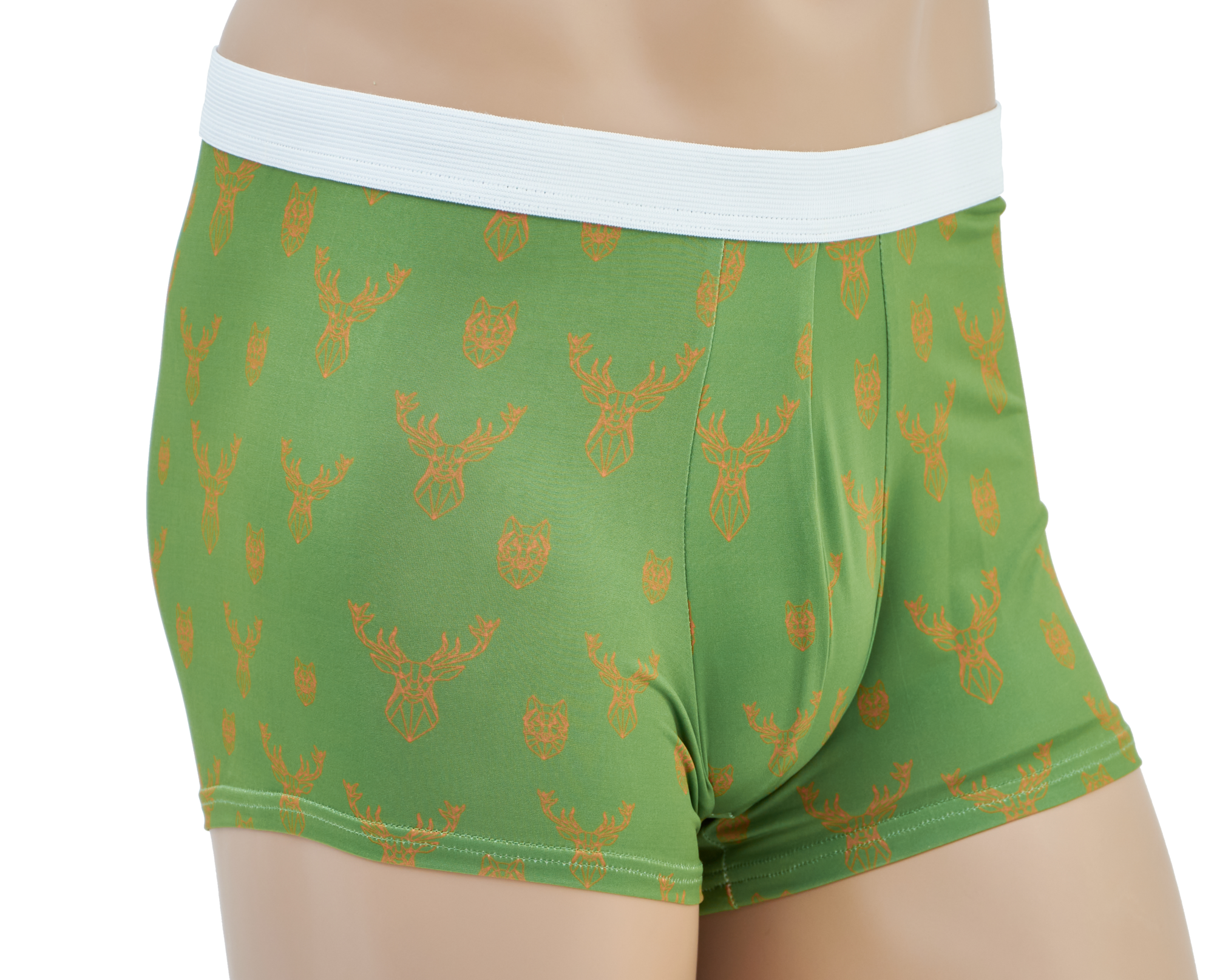 Pánske boxerky TETRAO s poľovníckym motívom - zelené s jeleňmi 2XL  