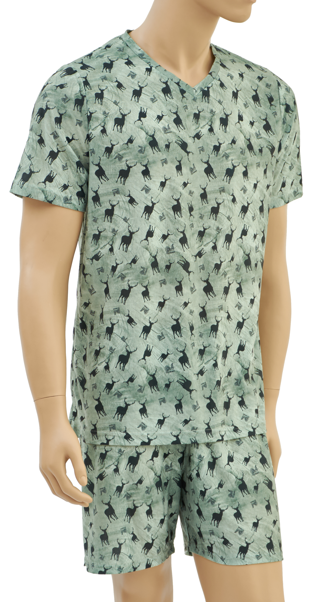 Pánske poľovnícke pyžamo TETRAO s motívom jeleň bledozelené  XL  